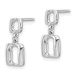 Sterling Silver Rhodium-plated Square Link Dangle Post Earrings