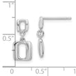 Sterling Silver Rhodium-plated Square Link Dangle Post Earrings