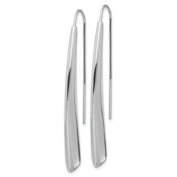 Sterling Silver Rhodium-plate Polished Drop Bar Threader Earrings