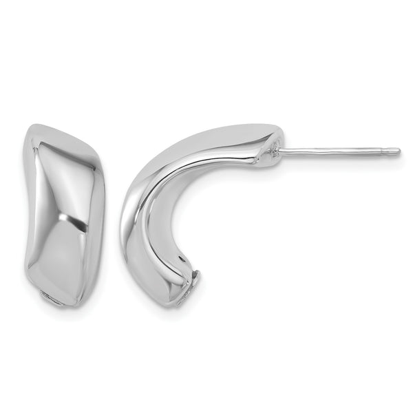 Sterling Silver Rhodium-plated Polished J-Hoop Earrings - Birthstone Company