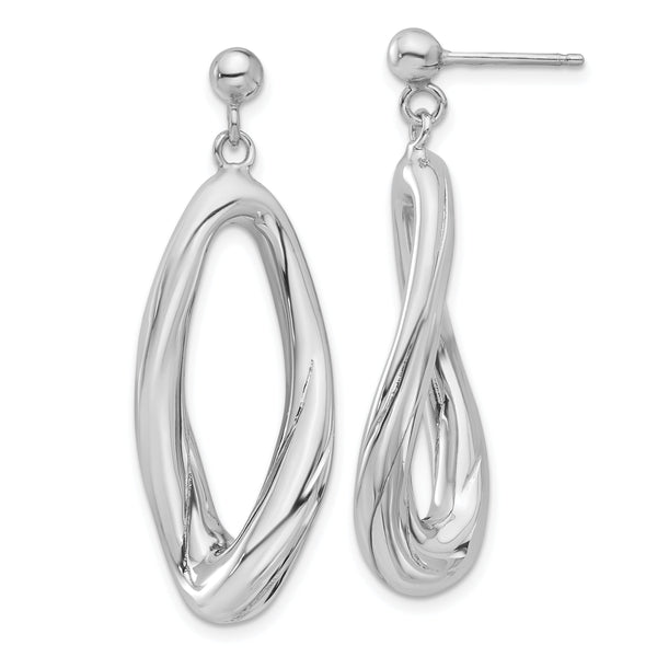 Sterling Silver Rhodium-plated Polished Dangle Post Earrings