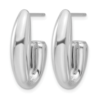 Sterling Silver Rhodium-plated Polished J-Hoop Earrings - Birthstone Company