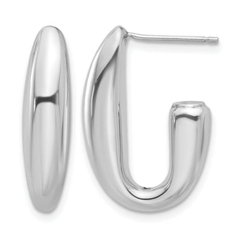 Sterling Silver Rhodium-plated Polished J-Hoop Earrings - Birthstone Company