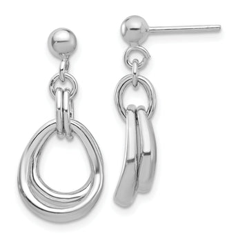 Sterling Silver Rhodium-plated Polished Post Dangle Earrings
