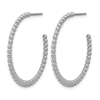 Sterling Silver Rhodium-plated Polished J-Hoop Earrings - Birthstone Company