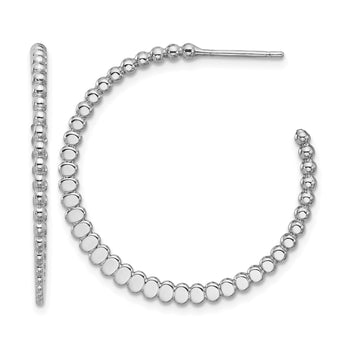 Sterling Silver Rhodium-plated Polished J-Hoop Earrings - Birthstone Company