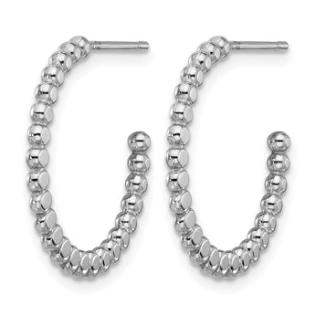 Sterling Silver Rhodium-plated Polished J-Hoop Earrings - Birthstone Company