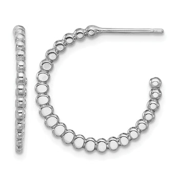 Sterling Silver Rhodium-plated Polished J-Hoop Earrings - Birthstone Company