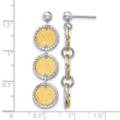 SS Rhodium/Gold-plated Polished/Brushed Circles Dangle Earrings - Birthstone Company
