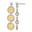 SS Rhodium/Gold-plated Polished/Brushed Circles Dangle Earrings - Birthstone Company