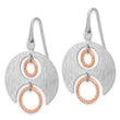 SS Rhodium/Rose gold-plat Polished/Brushed Dangle Earrings