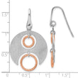 SS Rhodium/Rose gold-plat Polished/Brushed Dangle Earrings