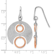 SS Rhodium/Rose gold-plat Polished/Brushed Dangle Earrings - Birthstone Company