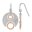 SS Rhodium/Rose gold-plat Polished/Brushed Dangle Earrings - Birthstone Company