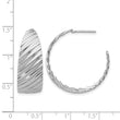 Sterling Silver Rh-plat Polished Grooved Left/Right J-Hoop Earring - Birthstone Company