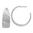 Sterling Silver Rh-plat Polished Grooved Left/Right J-Hoop Earring