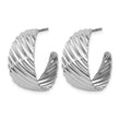 Sterling Silver Rh-plat Polished Grooved Left/Right J-Hoop Earring - Birthstone Company