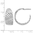 Sterling Silver Rh-plat Polished Grooved Left/Right J-Hoop Earring - Birthstone Company