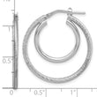 Sterling Silver Rh-plat Polished and Textured Double Hoop Earrings