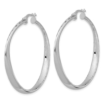 Sterling Silver Rhodium-plated Polished Hoop Earrings