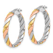 Sterling Silver with Gold and Rose-tone Polished Hoop Earrings