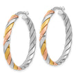 Sterling Silver with Gold and Rose-tone Polished Hoop Earrings