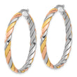 Sterling Silver with Gold and Rose-tone Polished Hoop Earrings
