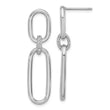 Sterling Silver Rh-plated Polished CZ Dangle Post Earrings