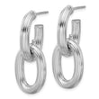 Sterling Silver Rh-plated Polished and Grooved Drop Post Earrings