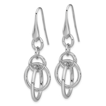 Sterling Silver Rhodium-plated Polished Circle Dangle Earrings
