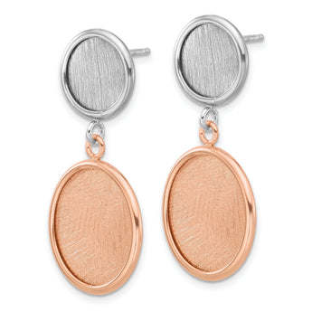 SS Rhodium/Rose-tone Radiant Essence Polished/Scratch Earrings