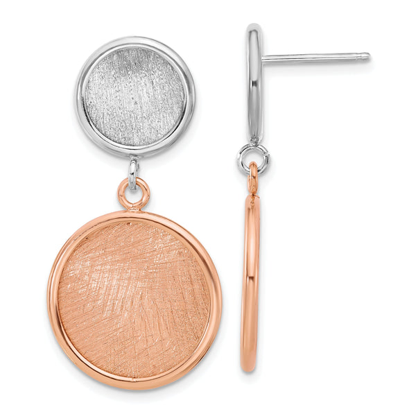 SS Rhodium/Rose-tone Radiant Essence Polished/Scratch Earrings