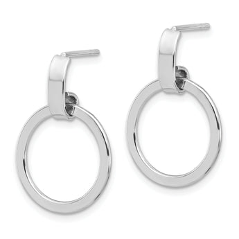 Sterling Silver Rhodium-plated Polished Circle Dangle Earrings