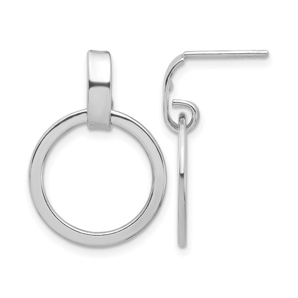 Sterling Silver Rhodium-plated Polished Circle Dangle Earrings - Birthstone Company