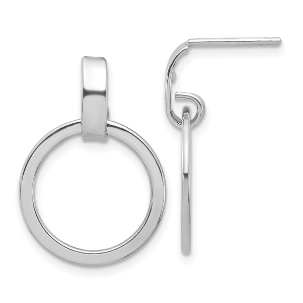 Sterling Silver Rhodium-plated Polished Circle Dangle Earrings