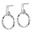 Sterling Silver Rhodium-plated D/C Circles Post Dangle Earrings