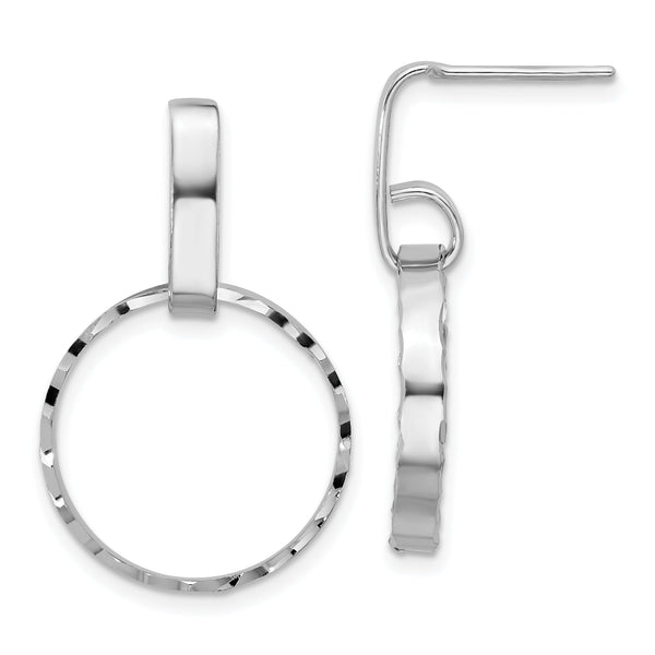 Sterling Silver Rhodium-plated D/C Circles Post Dangle Earrings