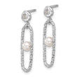 Sterling Silver Rhodium-plated CZ and Crystal Pearl Dangle Earring