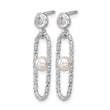 Sterling Silver Rhodium-plated CZ and Crystal Pearl Dangle Earring - Birthstone Company