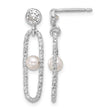 Sterling Silver Rhodium-plated CZ and Crystal Pearl Dangle Earring - Birthstone Company