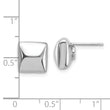 Sterling Silver Rh-plat Polished Hollow Puffed Square Post Earring