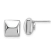 Sterling Silver Rh-plat Polished Hollow Puffed Square Post Earring