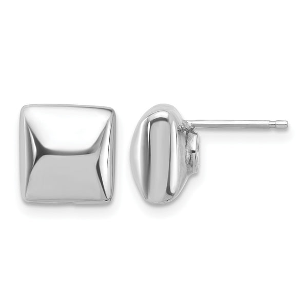 Sterling Silver Rh-plat Polished Hollow Puffed Square Post Earring - Birthstone Company