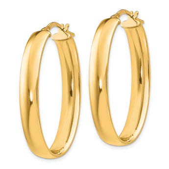 Sterling Silver Gold-Tone Polished Oval Hinged Hoop Earrings