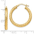Sterling Silver Gold-Tone Polished/Textured Hinged Hoop Earrings
