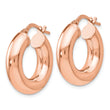 Sterling Silver Rose-Tone Polished Hoop Earrings