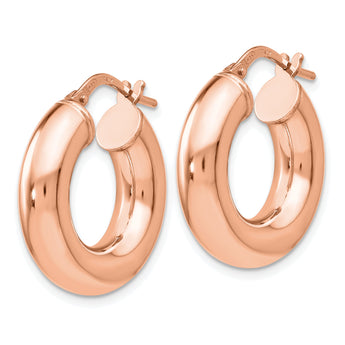 Sterling Silver Rose-Tone Polished Hoop Earrings
