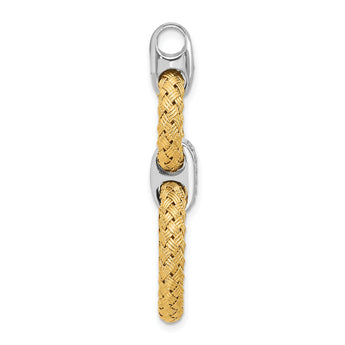 Sterling Silver Rh-plat and Gold-plated CZ Woven Circles Pendant