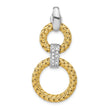Sterling Silver Rh-plat and Gold-plated CZ Woven Circles Pendant