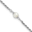 Sterling Silver Rhodium-Plated-plt Polished FWC Pearl with 2in ext. Bracelet